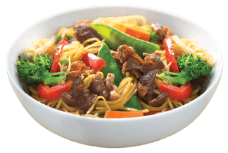 Beef Noodlefull meal in a bowl